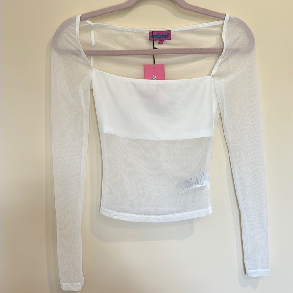 Edikted White Marta Mesh Top